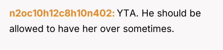n2oc10h12c8h10n402 YTA. He should be allowed to have her over...