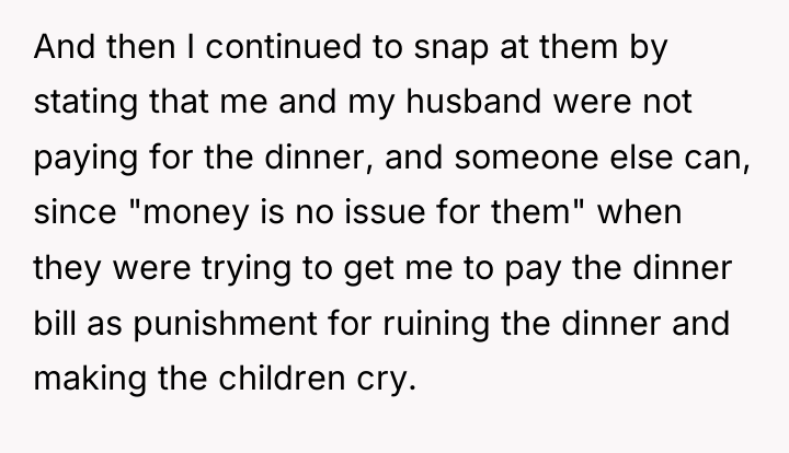 And then I continued to snap at them by stating...