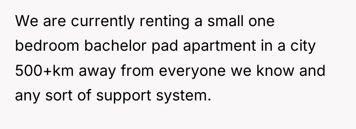 We are currently renting a small one bedroom bachelor pad...