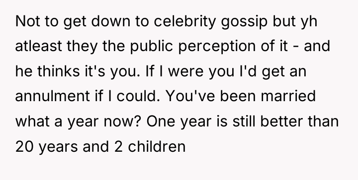 Not to get down to celebrity gossip but yh atleast...