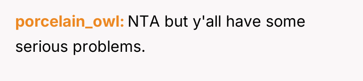 porcelain_owl NTA but y'all have some serious problems.