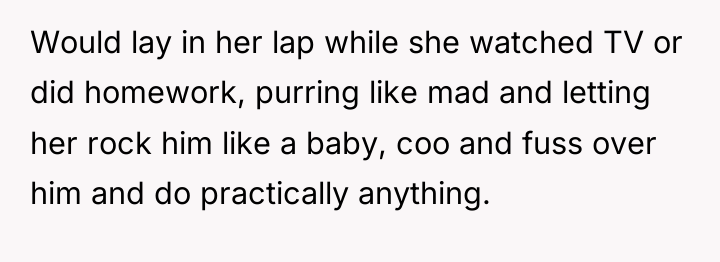 Would lay in her lap while she watched TV or...