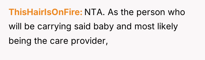 ThisHairIsOnFire NTA. As the person who will be carrying said...