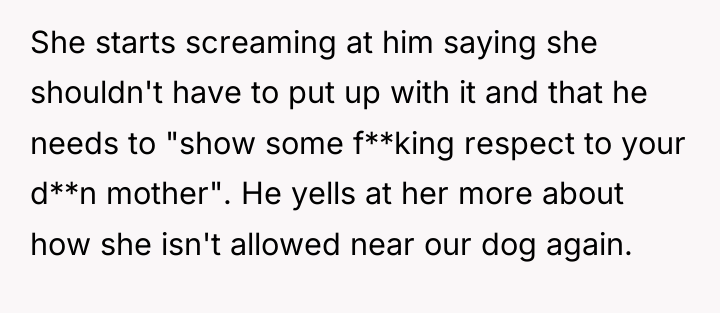 She starts screaming at him saying she shouldn't have to...
