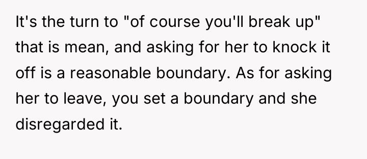 It's the turn to "of course you'll break up" that...