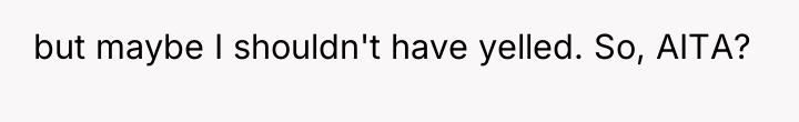 but maybe I shouldn't have yelled. So, AITA?