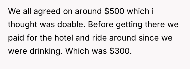 We all agreed on around $500 which i thought was...