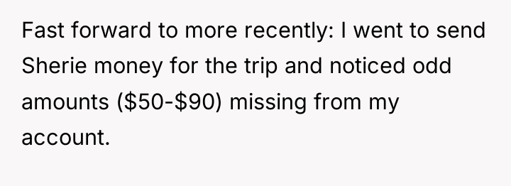 Fast forward to more recently: I went to send Sherie...