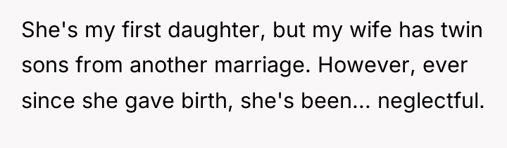 She's my first daughter, but my wife has twin sons...
