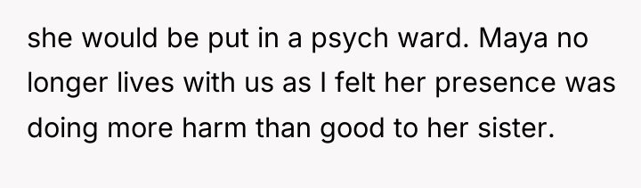 she would be put in a psych ward. Maya no...