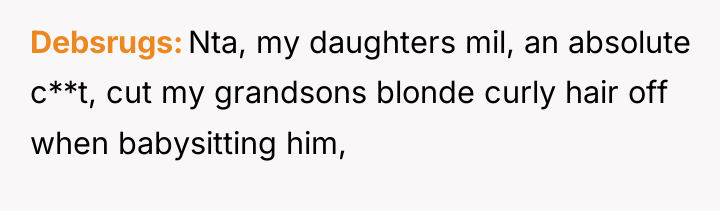 Debsrugs Nta, my daughters mil, an absolute c**t, cut my...