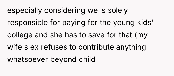 especially considering we is solely responsible for paying for the...