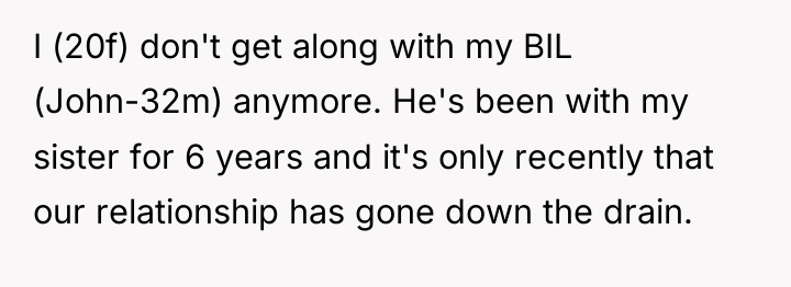 I (20f) don't get along with my BIL (John-32m) anymore....
