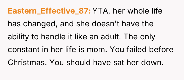 Eastern_Effective_87 YTA, her whole life has changed, and she doesn't...