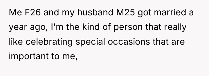 Me F26 and my husband M25 got married a year...