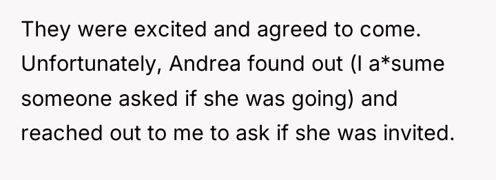 They were excited and agreed to come. Unfortunately, Andrea found...
