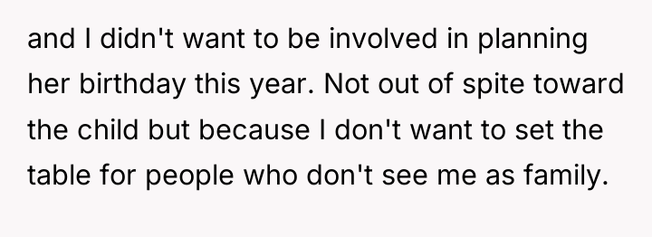 and I didn't want to be involved in planning her...
