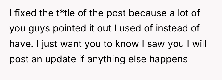 I fixed the t*tle of the post because a lot...