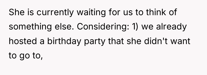 She is currently waiting for us to think of something...