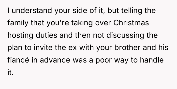 I understand your side of it, but telling the family...