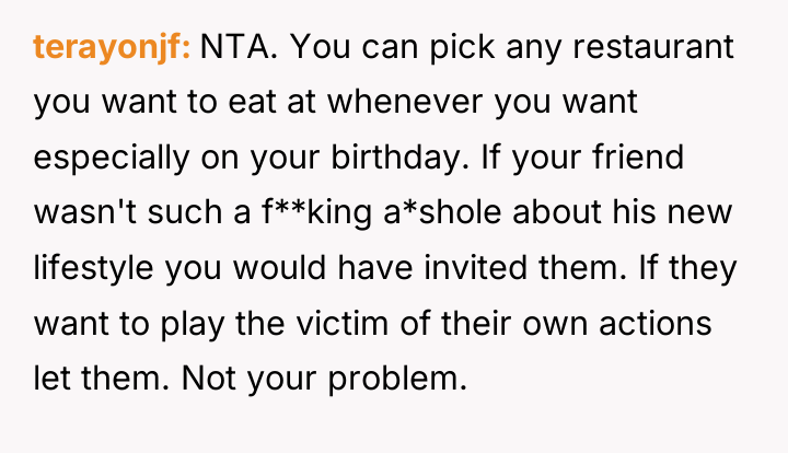 terayonjf NTA. You can pick any restaurant you want to...