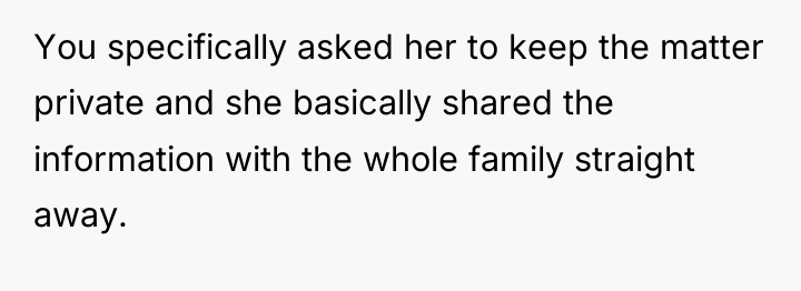 You specifically asked her to keep the matter private and...