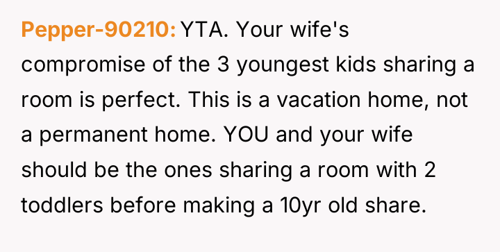 Pepper-90210 YTA. Your wife's compromise of the 3 youngest kids...
