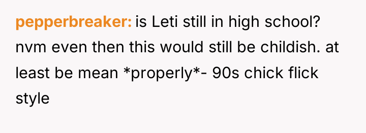 pepperbreaker is Leti still in high school? nvm even then...