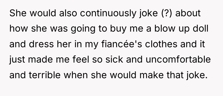 She would also continuously joke (?) about how she was...