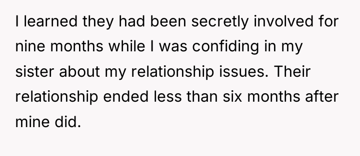 I learned they had been secretly involved for nine months...