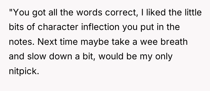 "You got all the words correct, I liked the little...