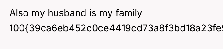 Also my husband is my family 100{39ca6eb452c0ce4419cd73a8f3bd18a23fe95ab4febb092bc2ab1b542eeea82f}.