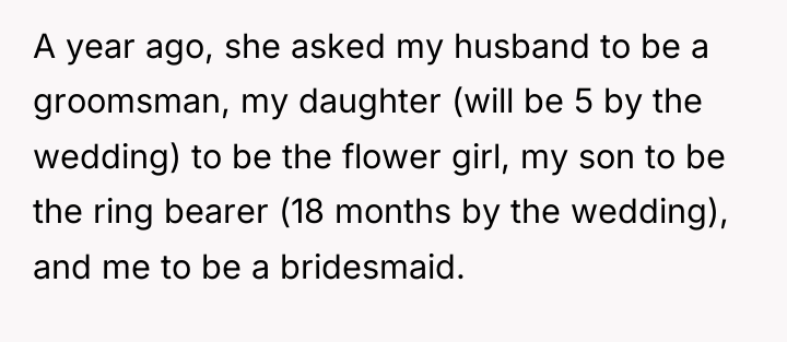A year ago, she asked my husband to be a...