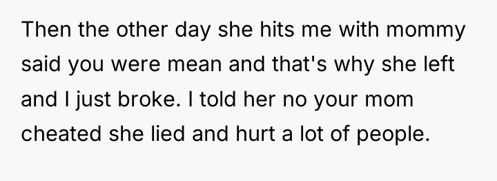 Then the other day she hits me with mommy said...