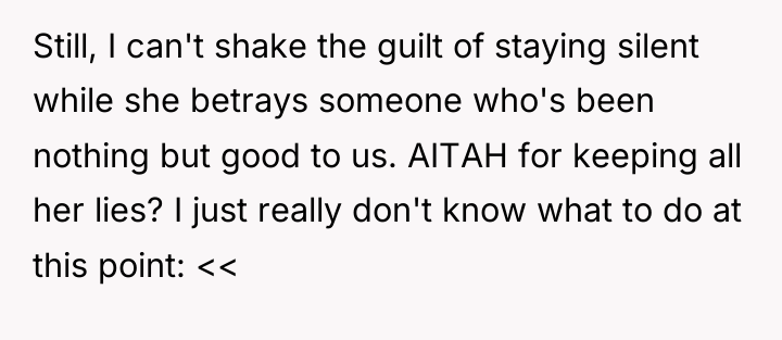 Still, I can't shake the guilt of staying silent while...