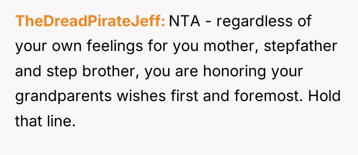 TheDreadPirateJeff NTA - regardless of your own feelings for you...