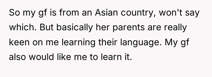So my gf is from an Asian country, won't say...