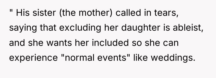 " His sister (the mother) called in tears, saying that...