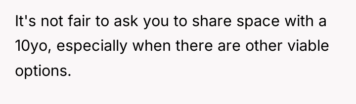 It's not fair to ask you to share space with...