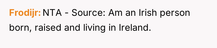 Frodijr NTA - Source: Am an Irish person born, raised...