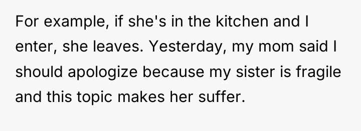 For example, if she's in the kitchen and I enter,...