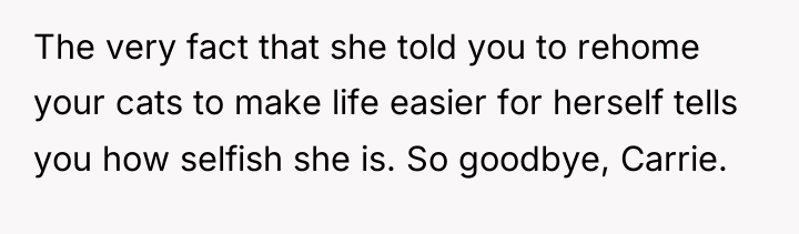 The very fact that she told you to rehome your...