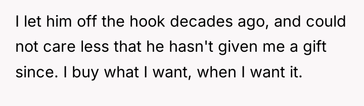 I let him off the hook decades ago, and could...