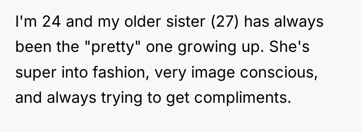 I'm 24 and my older sister (27) has always been...