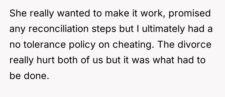 She really wanted to make it work, promised any reconciliation...