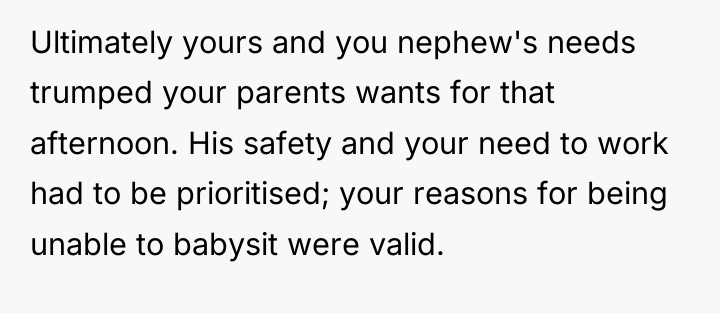 Ultimately yours and you nephew's needs trumped your parents wants...