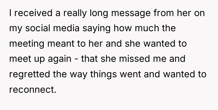 I received a really long message from her on my...