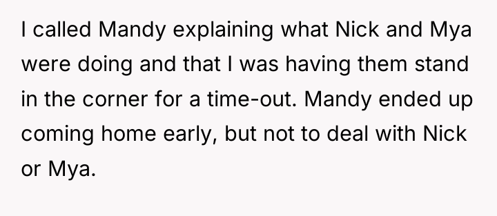 I called Mandy explaining what Nick and Mya were doing...