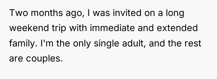 Two months ago, I was invited on a long weekend...