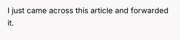 I just came across this article and forwarded it.